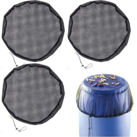 Copertura per barile di pioggia in rete da 80 cm, rete con coulisse per secchio di raccolta dell'acqua, copertura antipolvere per barile di pioggia per cortile, portici esterni, prati, giardini (3 art (1/4)