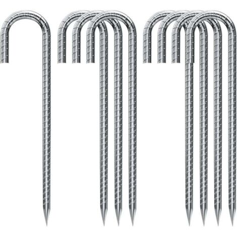 Ancoraggi a terra ALOVEZ, confezione da 8, picchetti per tende in acciaio zincato, picchetti di fissaggio con gancio a J, ancoraggi a terra per tenda da sole con trampolino da 30 cm
