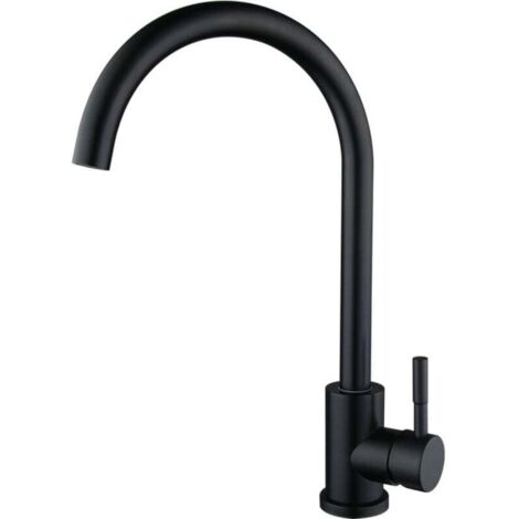 Rubinetto da cucina nero, miscelatore da cucina girevole a 360°, rubinetto da cucina con beccuccio alto, rubinetto per lavello nero caldo e freddo disponibile (1/4)