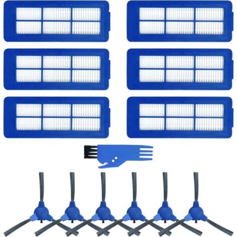 Accessori per robot aspirapolvere, per Eufy RoboVac 11S MAX/15C MAX/30C MAX/G30, 6 filtri + 6 spazzole laterali + 1 spazzola di pulizia blu (1/4)