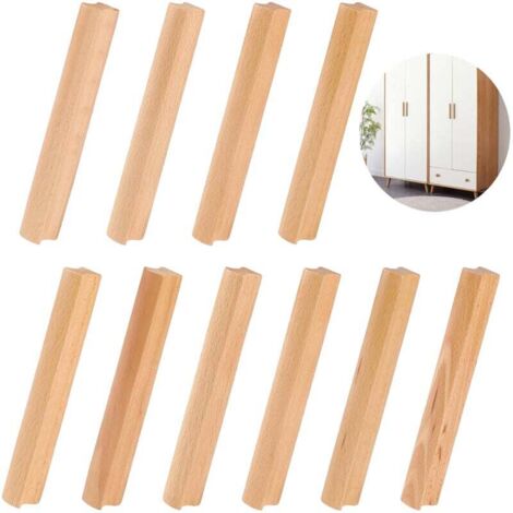 10 pezzi maniglie per mobili in legno, maniglie per mobili in legno, spaziatura fori 160 mm, maniglie per cassetti da cucina, maniglie per mobili in legno massello, per porte, cassetti, armadi (1/4)