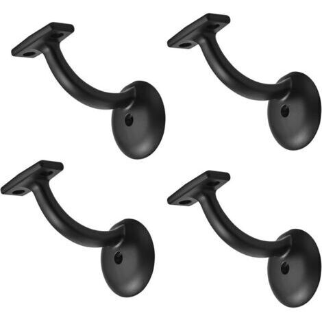 Set di 4 staffe per corrimano in lega di zinco complete di viti, per corrimano da parete interno, supporto per corrimano per corridoio, corrimano per scale, nero