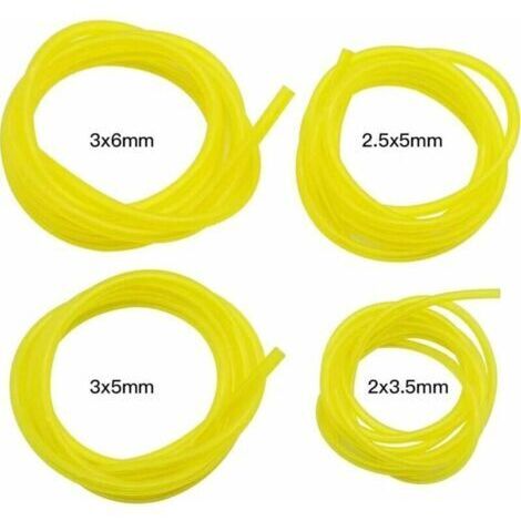 Set di 4 tubi flessibili per carburante, lunghezza 1,5 m, tubo flessibile universale per carburante, giallo trasparente, per attrezzi da giardino, soffiatore, tosaerba, motosega e accessori per tosaer (1/4)