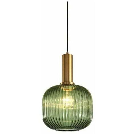 Lampada a sospensione industriale vintage, lampada a sospensione in stile moderno retrò, lampada a sospensione, paralume in vetro con portalampada in ottone lucidato [Classe energetica A++], (1/4)