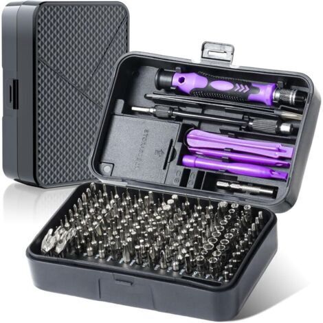(Viola) Set di cacciaviti di precisione, kit di cacciaviti magnetici 170 in 1, strumento di riparazione professionale per iPhone, Mac, PC, orologi, giocattoli, occhiali e altri dispositivi elettronici (1/4)
