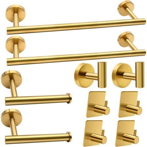 Set di 10 accessori da bagno, oro spazzolato, set di accessori da bagno in acciaio inossidabile