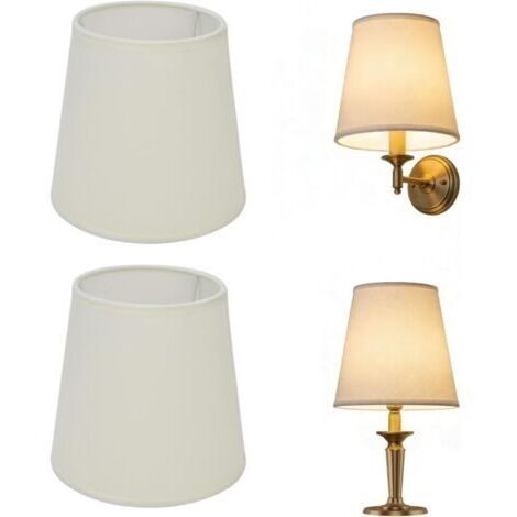 Set di 2 paralumi in tessuto stile europeo con attacco E14 per lampadario, tavolo e terra, ideale per interni come camera da letto, soggiorno, ufficio e cameretta dei bambini (bianco). (1/4)