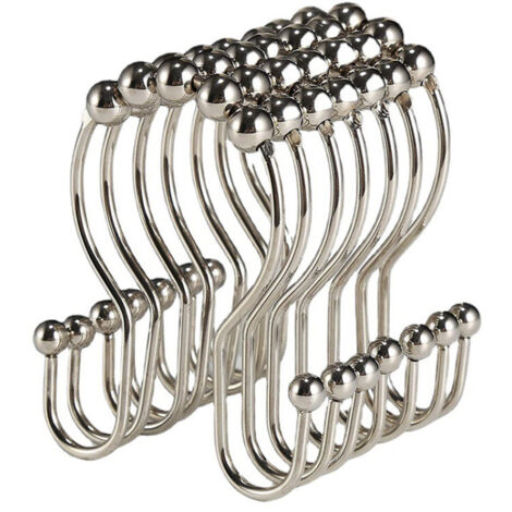 Ganci doppi per tenda da bagno, anelli con cinque sfere, ganci metallici per tende, anelli per tenda da bagno deng deng ALOVEZ (1/3)