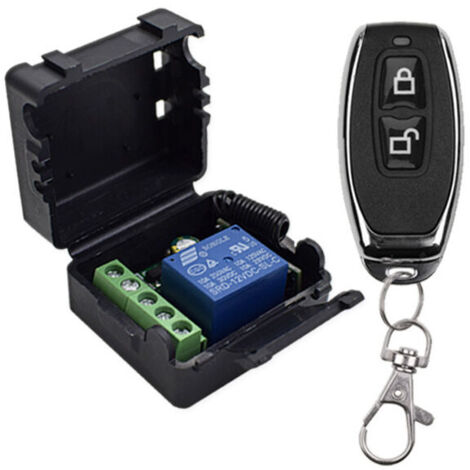 Interruttore di controllo remoto universale wireless 433 MHz DC 12 V 1 canale RF modulo ricevitore relè trasmettitore a levetta momentaneo per LED, pompa, auto (2 trasmettitori a pulsante + 1 ricevito