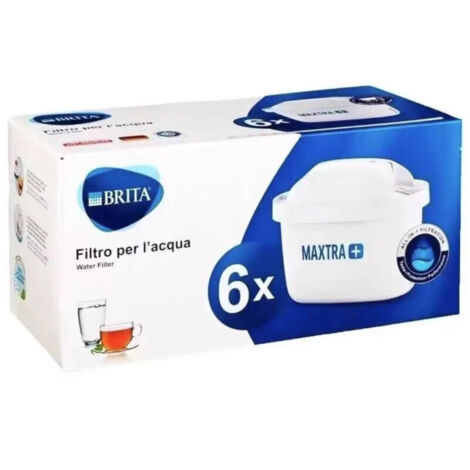 Cartucce filtranti universali BRITA MAXTRA+, confezione da 6 – Compatibili con tutte le caraffe filtranti BRITA, tecnologia MicroFlow, riducono il calcare e il cloro