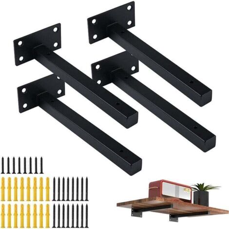 Scaffale a muro discreto senza supporti visibili, sistema di installazione invisibile per camera, cucina e laboratorio – fissaggi inclusi, colore nero, profondità 15 cm
