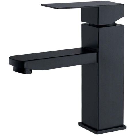 Rubinetto nero per lavandino con leva singola, miscelatore da bagno e lavandino con finitura nera opaca, compatibile con tutti i lavandini standard, installazione facile