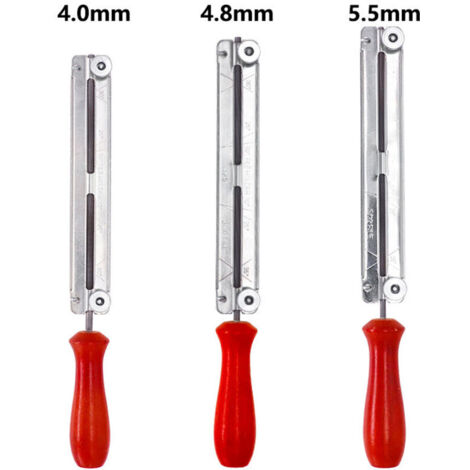Kit per affilatura catene di motoseghe – Lima per catena da 4,0 mm / 4,8 mm / 5,5 mm + Guida per catena + Impugnatura in legno – Per una manutenzione precisa e sicura (1/5)
