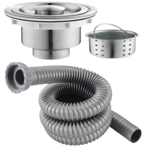 Sifone flessibile per lavandino, tubo di scarico antiodore e anti-insetti con trappola idraulica integrata, regolabile da 290 a 1000 mm, adatto per cucina e bagno, colore grigio (1/5)