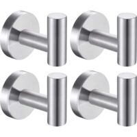 Gancio per asciugamano da bagno, acciaio inossidabile, gancio per cappotto, non necessita di foratura, confezione da 4 (argento spazzolato)