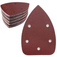 Confezione da 50 fogli abrasivi triangolari, grana 180, 5 fori, supporto a strappo, carta abrasiva delta per levigatrice triangolare 140 x 100 mm