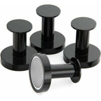 Ganci magnetici per appendere cappotti e borse, 4 ganci da parete neri estremamente resistenti, attaccapanni da porta con raro magnete in metallo al neodimio, ganci per porta frigorifero