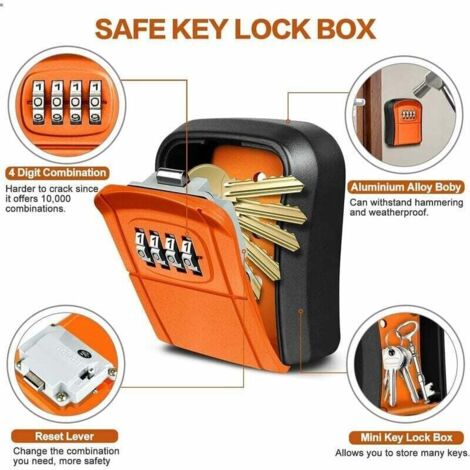 Caja De Seguridad Para Llaves Para Exteriores, Gran Caja De Pared Con Codigo De 12 Digitos Resistente Al Agua Y Al Oxido Para Casa Garaje Y Escuela Fliti 87927296