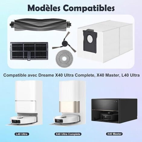 Accesorios Para Dreame X40 Ultra/X40 Master/X30 Ultra/L40 Ultra/L30 Ultra/L20 Ultra/L10s Ultra/L10s Ultra Heat/L10s Ultra Gen 2/Gen 3, 2 Cepillo Principales,2 Paños,1 Cubierta Cepillo De Goma