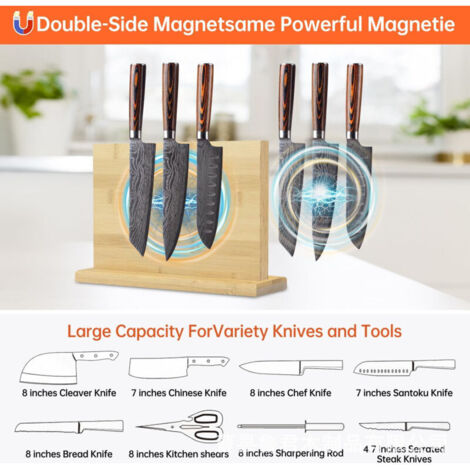 SliceElite Bloque Magnético Para Cuchillos, Madera De Acacia