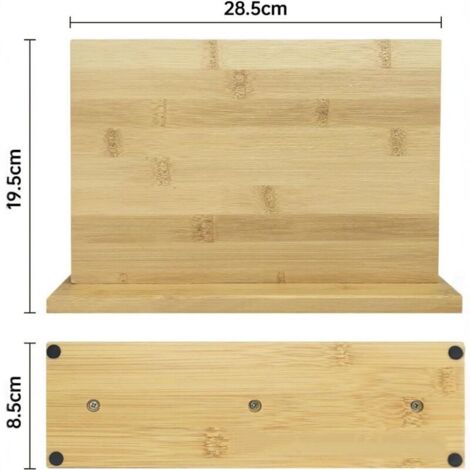 Bloque De Cuchillos Magnético De Madera De Acacia - Doble Cara, 22.5 Cm Alto X 25 Cm Ancho, Almacenamiento Seguro Y Elegante