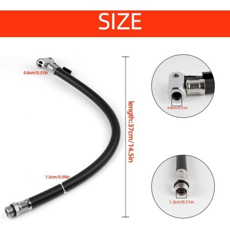 Tubo Extensor Para Inflador De Neumáticos 90 Cm | M8x0.8 Y Boquilla Rápida | Nylon Y Metal Para Coche Y Bici