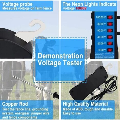 Testeur De Clôture Électrique Portable Étanche - Compteur De Tension Avec Voyant D'Avertissement Pour Ferme Et Ranch