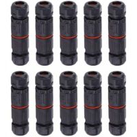 10 PCS IP68 Etanche Connecteur de Câble Electrique, Femelle 3 Broches Connecteurs Etanches Prise de Courant Extérieure Raccord de Connecteur Fil Etanche