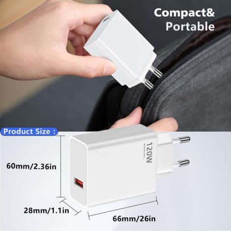 Chargeur Voiture Xiaomi 120W 2 Ports USB-A – Charge Rapide – Câble 1m Inclus – NEUF