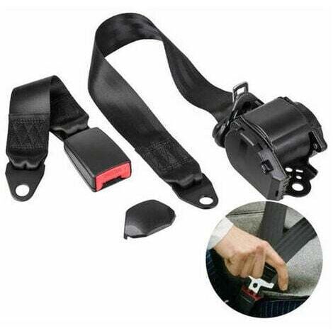 Ceinture de sécurité réglable 3 points – Sangle polyester 4,8 cm – Longueur 3,8 m – Compatible voitures, bus, utilitaires