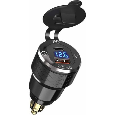 TKSE Chargeur USB Moto QC3.0 18W + PD 30W Type-C – Adaptateur SAE Étanché IP65 Pour Moto, Bateau, Camping-Car, Prise Guidon 22mm