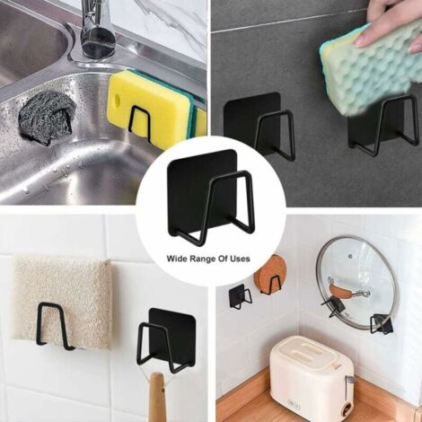 BEBUSINGOTO  2 Confezioni, Nero  Porta Spugna Autoadesivo In Acciaio Inox 304, Porta Spugna Per Lavello Da Cucina Senza Foratura Con Cestello Di Scarico 87069000