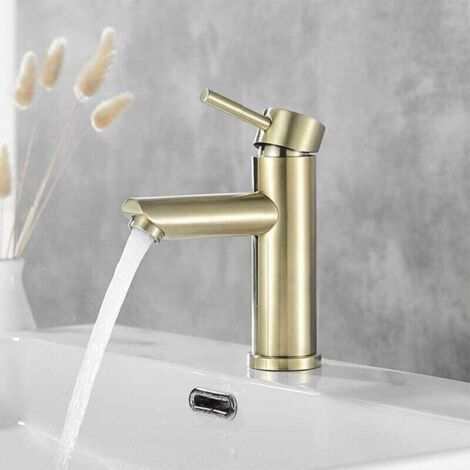Rubinetto Lavabo Monoforo In Ottone Cromato Con Valvola In Ceramica - Miscelatore Bagno Con Maniglia Unica, Facile Installazione, Attacchi DIN 3/8'' - 5