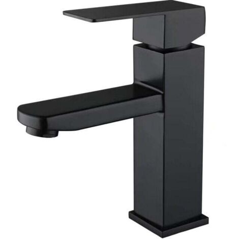 Rubinetto Monoblocco Nero Per Lavabo Con Scarico Pop-up - Miscelatore Bagno In Ottone Cromato - 2