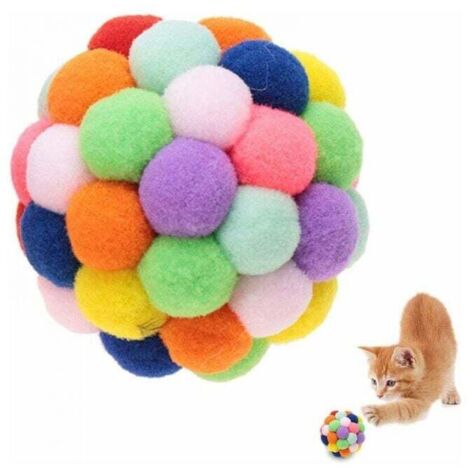 Palline Giocattolo In Feltro Per Gatti | Set Da 9 Morbide Pompon Colorate 6 Cm Per Interni