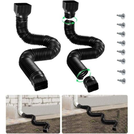 2 Prolunghe Flessibili Per Grondaie Da 40 A 147 Cm – In PP E ABS, Adatte A Pluviali 5x7,6 E 7,6x10,2 Cm, Colore Marrone