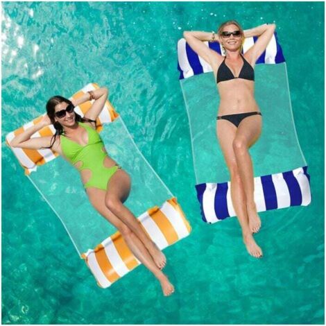 Amaca Gonfiabile 4-in-1 Per Piscina Con Motivo Foglie - Galleggiante Multifunzione (Amaca/Sella/Sdraio/Drifter) Con Custodia Impermeabile Per Telefono, PVC Resistente, 130x70 Cm