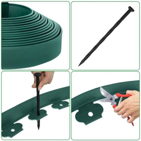 COM-FOUR® 2x bordo per prato 10 x 900 cm in plastica - bordo flessibile per prato, aiuola o come