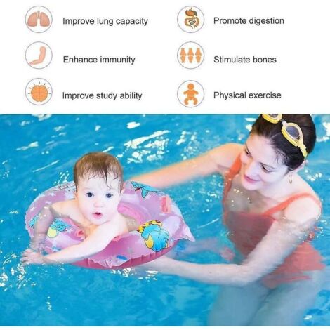 KATLINNA Bouée Bébé Gonflable Avec Siège – Anneau Natation 1-3 Ans, Motifs Cartoon Mignons, Poignées, Sécurité Piscine & Baignoire