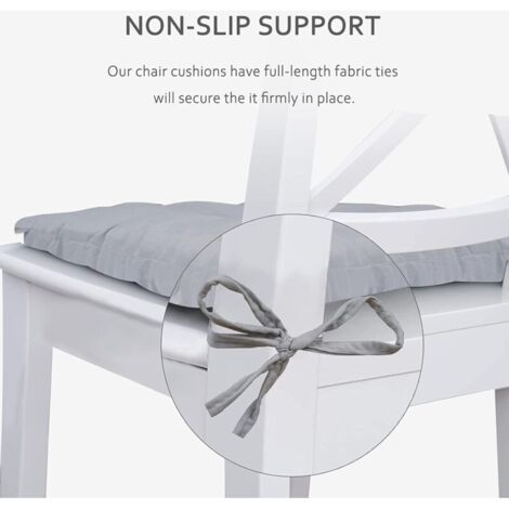 FARYODI Set Da 2 Cuscini Per Sedia Da Esterno – 42x43 Cm, Riempimento In Memory Foam 5 Cm, Fodera Con Cerniera E 4 Cinture Di Stabilità – Impermeabile E Resistente Ai UV – Per Giardino, Terrazzo E Interni (grigio Scuro)