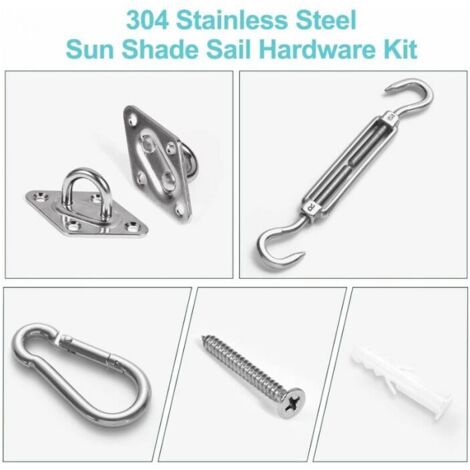 Covlongyu Kit di fissaggio vela parasole, 304 Acciaio Inossidabile Hardware Kit Rettangolo Triangolare e Quadrato, Patio Lawn Garden