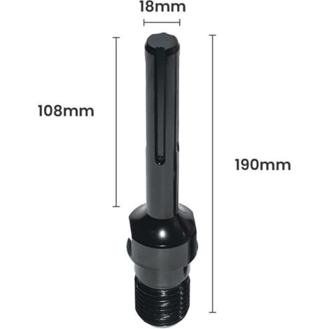 Bohaner 1 1/4 inch UNC adapter op SDS-plus voor kernboorkroon, diamantboorkroon, SDS Plus-adapter voor elektrische hamer, totale lengte 190 mm kernboorverlenging (SDS-Plus, 1