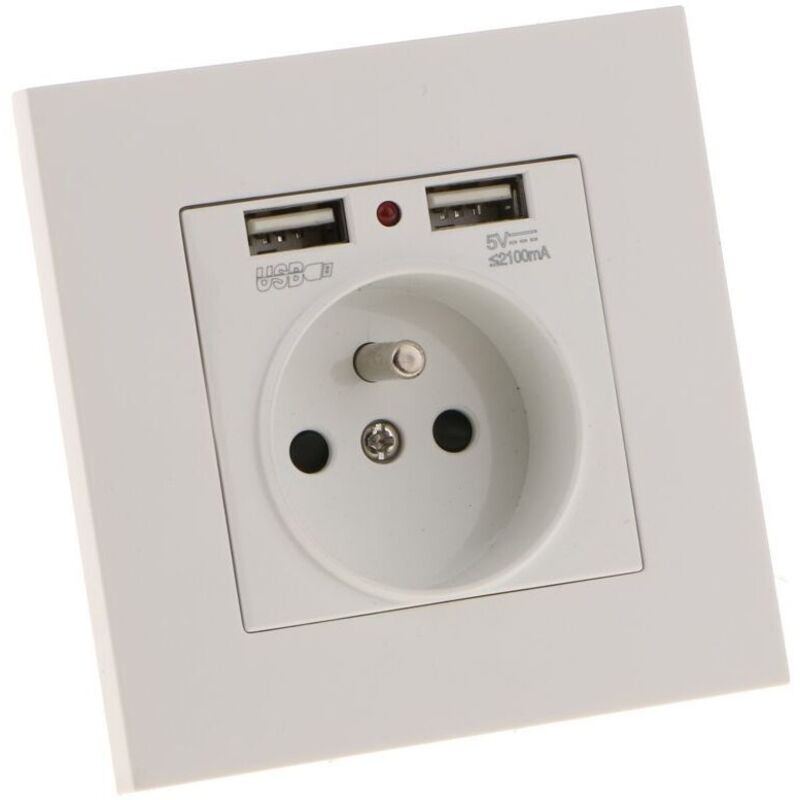 Presa USB A Muro Singola 13A Con Doppia Spina E Caricabatterie &ndash; Denwood DE-1213U