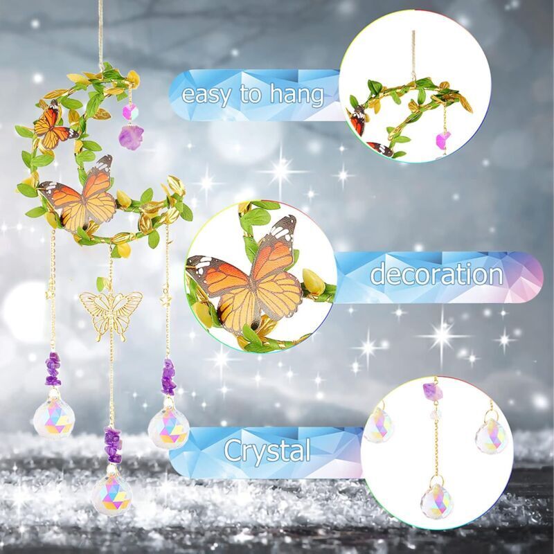 Acchiappasole Finestra A Forma Di Farfalla – Decorazione In Acrilico Con Catena E Ventosa – Regalo Per Amanti Della Natura - 2