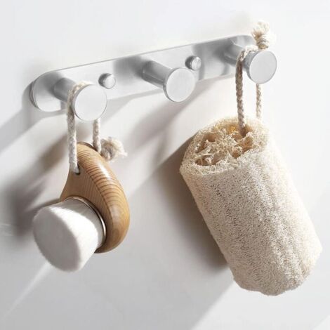 Set 4 Ganci A Muro Argentati In Lega Di Alluminio, Doppi, Portata 22 Kg. Con Viti E Tasselli Inclusi. Ideali Per Appendere Vestiti, Asciugamani, Chiavi In Bagno, Cucina, Ingresso.