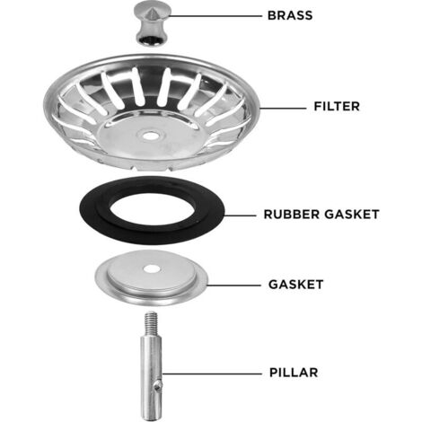 Filtro E Tappo Per Lavello Da Cucina 3 In 1 In Acciaio Inox 304 - Pop-Up Anti Odori E Anti Intasamento, Per Scarico Standard USA 8,8 Cm