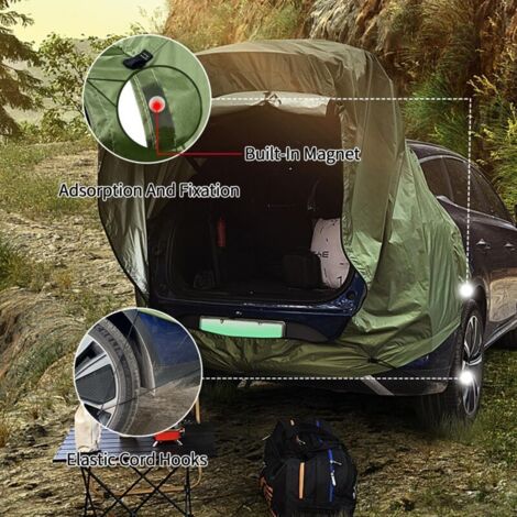 Tenda Parasole Per Auto Portellone Posteriore - Impermeabile 3000mm - Per Campeggio E Viaggi (Taglia Piccola, Grigio)