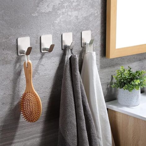 Ganci adesivi per asciugamani da bagno, ganci per doccia impermeabili in acciaio inox, porta asciugamani, ganci per appendere vestiti - Confezione da 2, oro