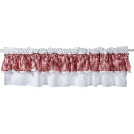 Devola Tenda corta a quadri, stile rustico, tenda da cucina, semitrasparente, per soggiorno, 145 x 55 cm, 1 pezzo
