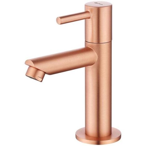Rubinetto Lavabo Tondiy Solo Acqua Fredda - Cromato, In Acciaio Inox 304 Con Tubo Flessibile